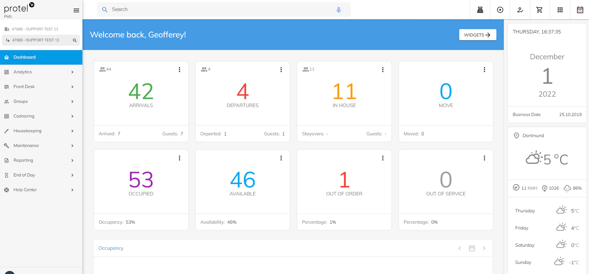 screenshot of protel PMS
